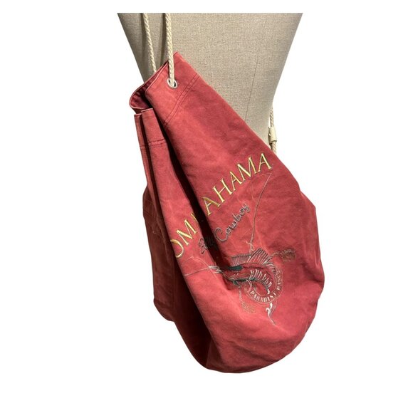 Tommy Bahama Billfish Cowboy Red Cotton Rope-Handle Drawstring Bag - Picture 1 of 11